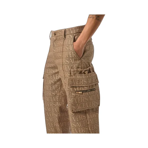 Allover Logo-Printed Mid-Rise Cargo Trousers