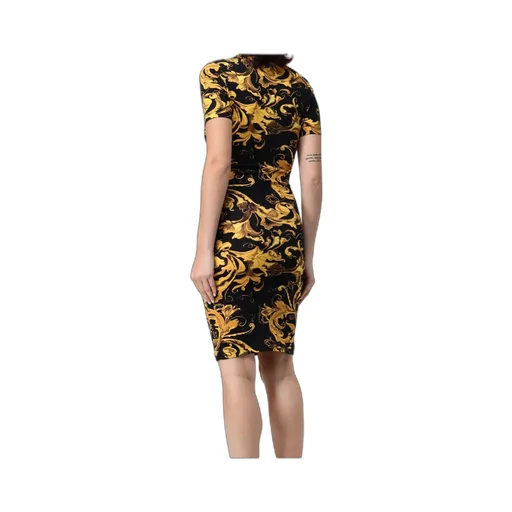 Baroque-Print Short-Sleeve Mini Dress
