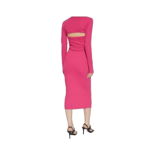 Halterneck Ribbed-Knit Midi Dress