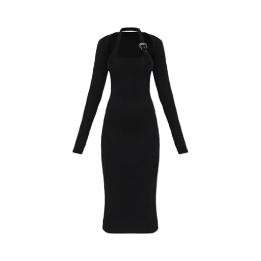 Cross-Neck Ribbed Dress
