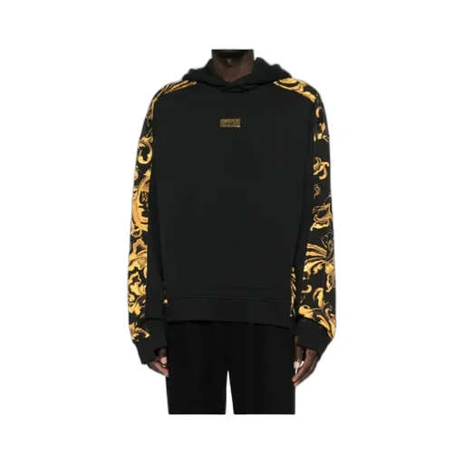 Baroque-Print Panelled Hoodie