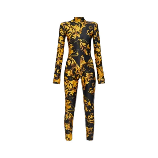 Baroque-Print High-Neck Jumpsuit