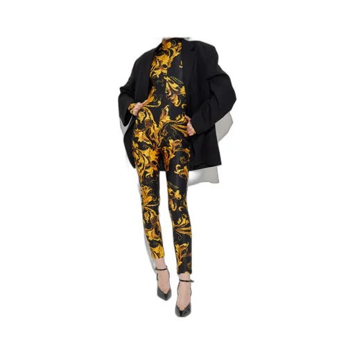 Baroque-Print High-Neck Jumpsuit
