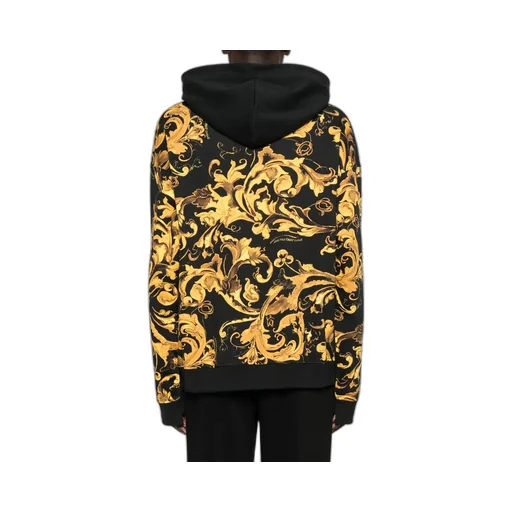 Baroque-Print Panelled Hoodie