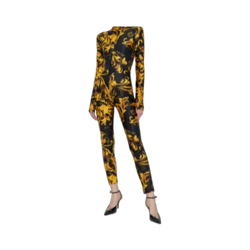 Baroque-Print High-Neck Jumpsuit