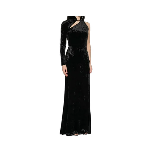 One-Sleeve Velvet Maxi Dress