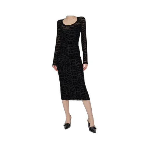 Logo-Print Long-Sleeve Midi Dress
