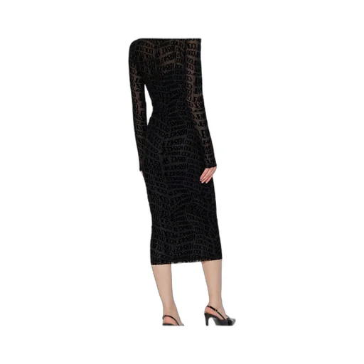 Logo-Print Long-Sleeve Midi Dress