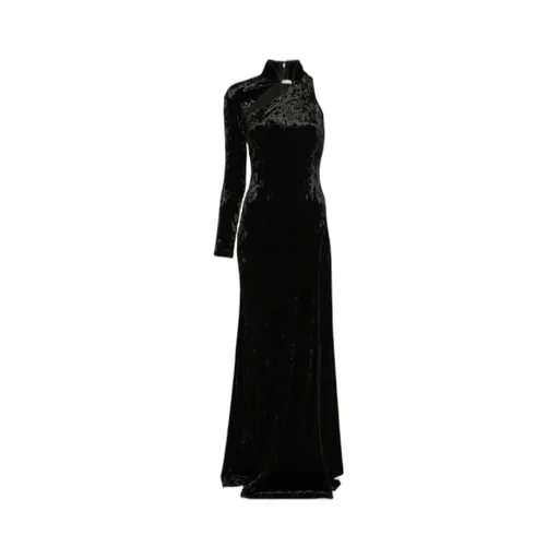 One-Sleeve Velvet Maxi Dress