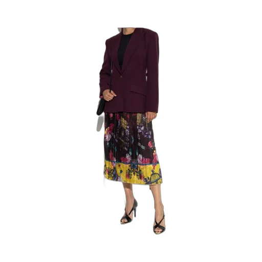 Pleated Floral-Print Midi Skirt