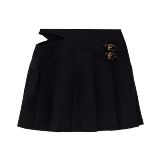 Pleated Buckle-Fastening Skirt