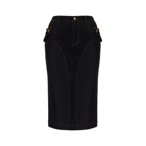 Buckle-Detail Denim Skirt