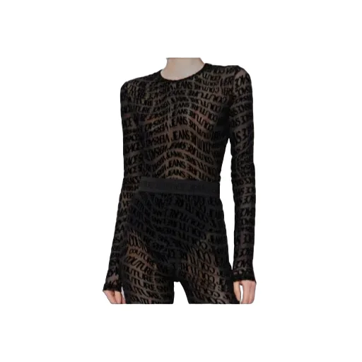 Logo-Print Mesh Bodysuit