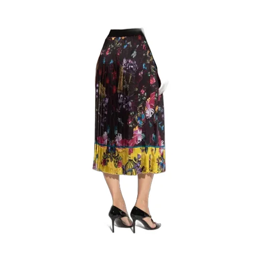 Pleated Floral-Print Midi Skirt