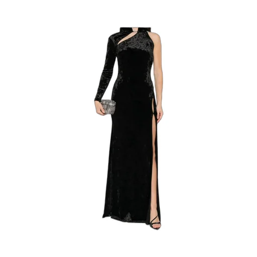 One-Sleeve Velvet Maxi Dress