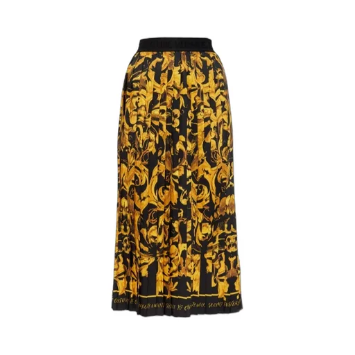Baroque Print Pleated Midi Skirt