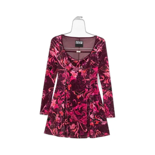 Floral-Print Velvet Mini Dress