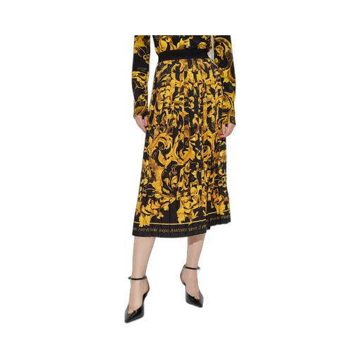 Baroque Print Pleated Midi Skirt