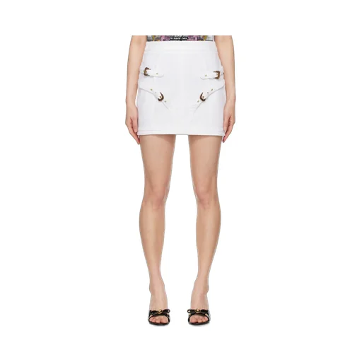 Button-Up Denim Mini Skirt