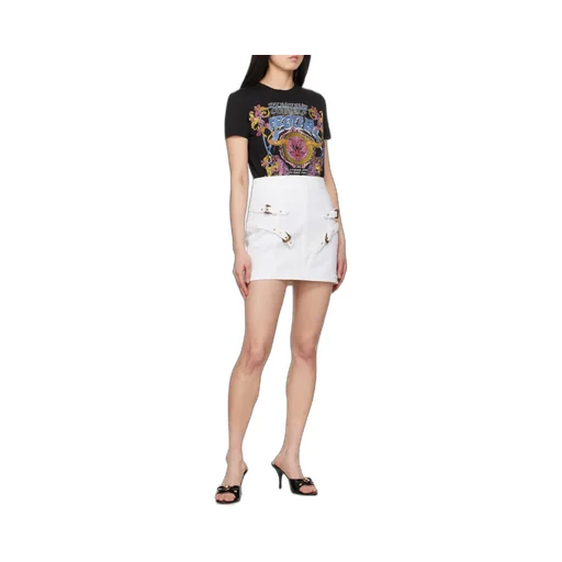 Button-Up Denim Mini Skirt