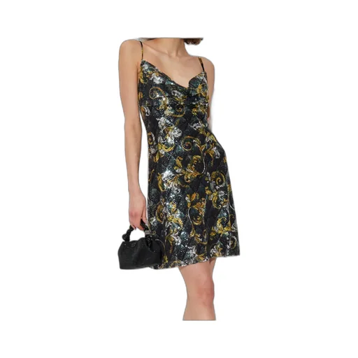 Barocco Pattern Sequin Embellished Mini Dress