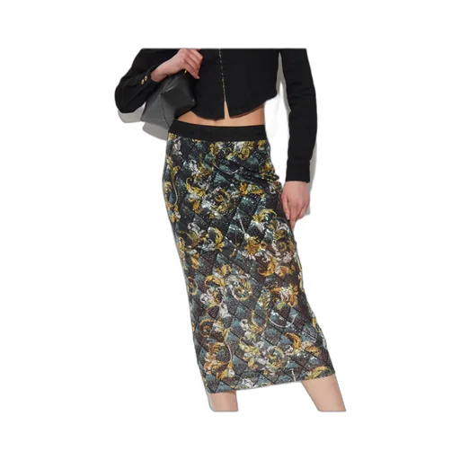 Barocco Pattern Sequin Embellished Midi Skirt
