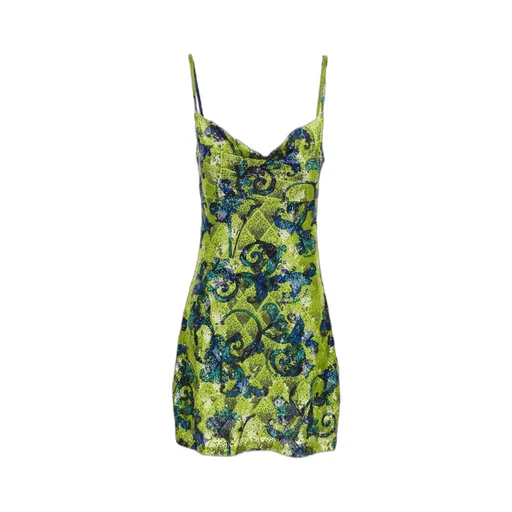 Barocco Pattern Sequin Embellished Mini Dress