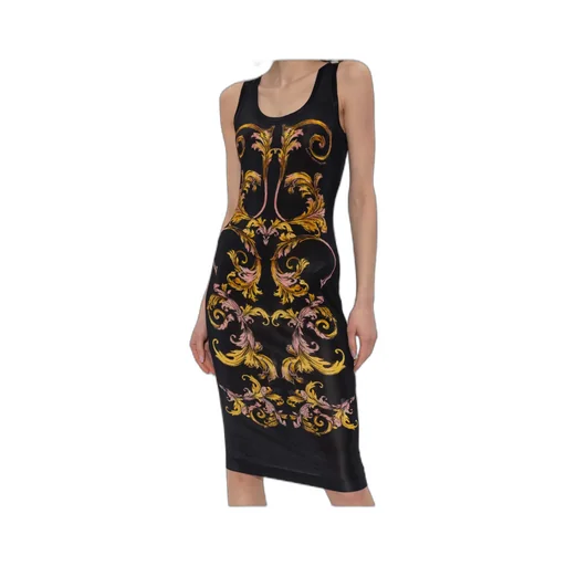Baroque Print Midi Dress
