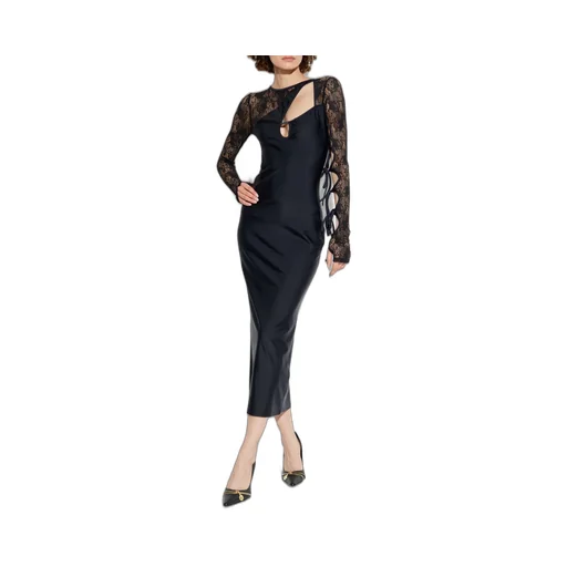 Cut-Out Detailed Lace Panelled Maxi Dress