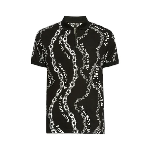 Logo Pattern Zip Polo