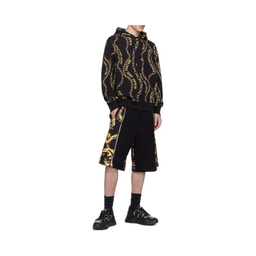 Chain-Link Printed Drawstring Hoodie