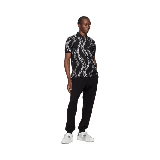 Logo Pattern Zip Polo