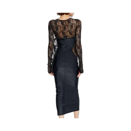 Cut-Out Detailed Lace Panelled Maxi Dress