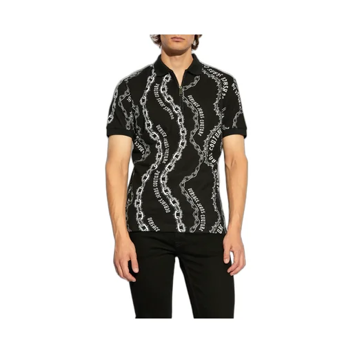Logo Pattern Zip Polo