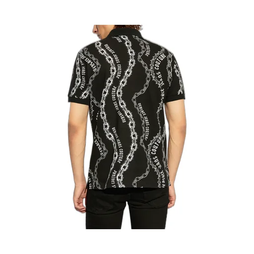 Logo Pattern Zip Polo
