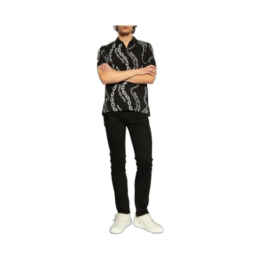 Logo Pattern Zip Polo