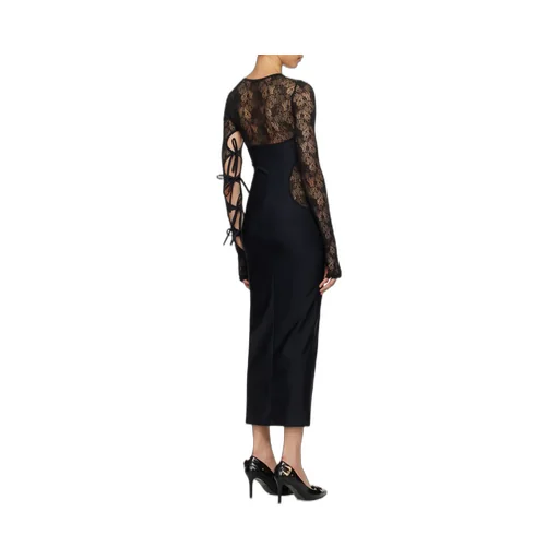 Cut-Out Detailed Lace Panelled Maxi Dress