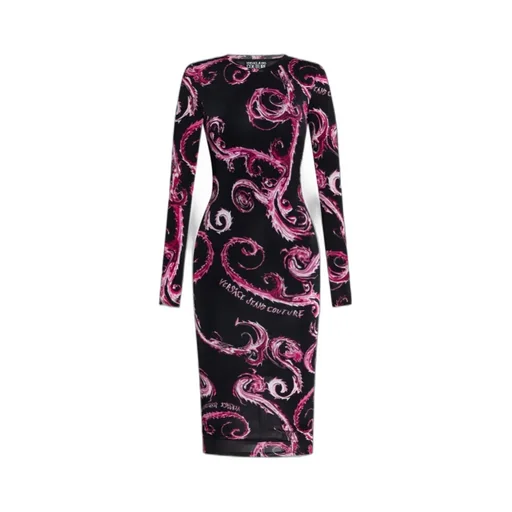 Chromo Couture-Print Crewneck Midi Dress