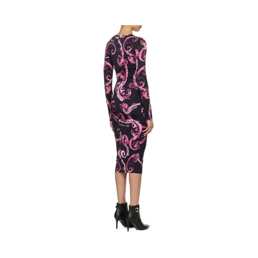 Chromo Couture-Print Crewneck Midi Dress