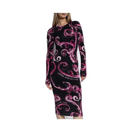 Chromo Couture-Print Crewneck Midi Dress