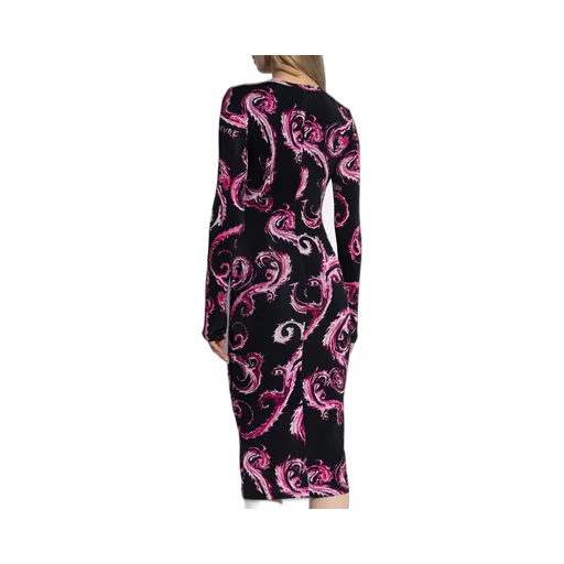 Chromo Couture-Print Crewneck Midi Dress