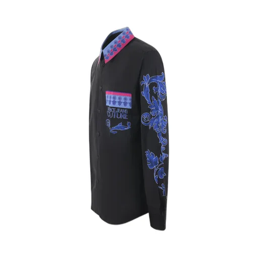 Pattern-Printed Button-Up Shirt