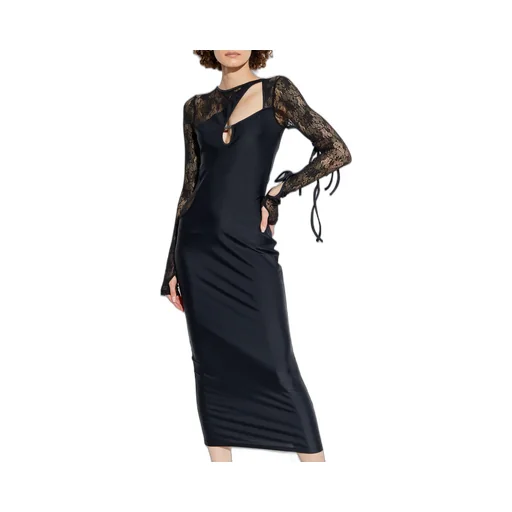 Cut-Out Detailed Lace Panelled Maxi Dress
