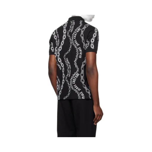 Logo Pattern Zip Polo
