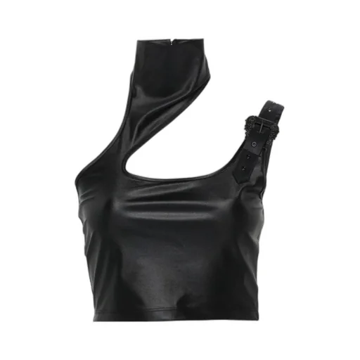 Buckle-Embellishment Cropped Top