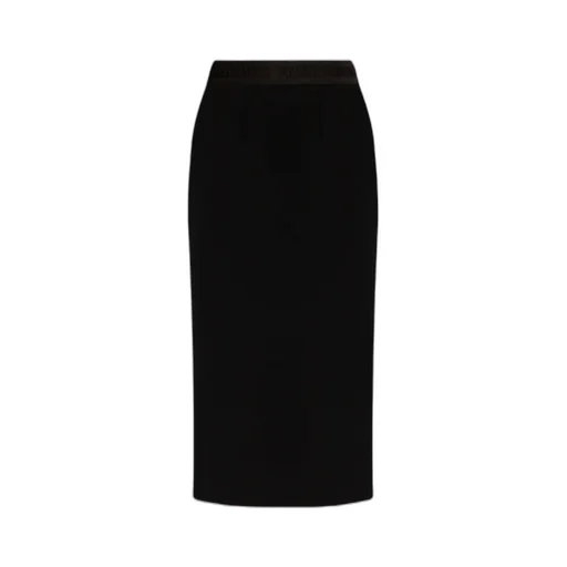 Logo-Waistband Crepe Midi Skirt