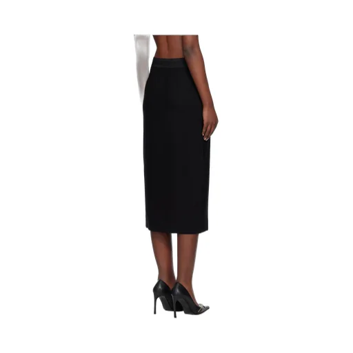 Logo-Waistband Crepe Midi Skirt