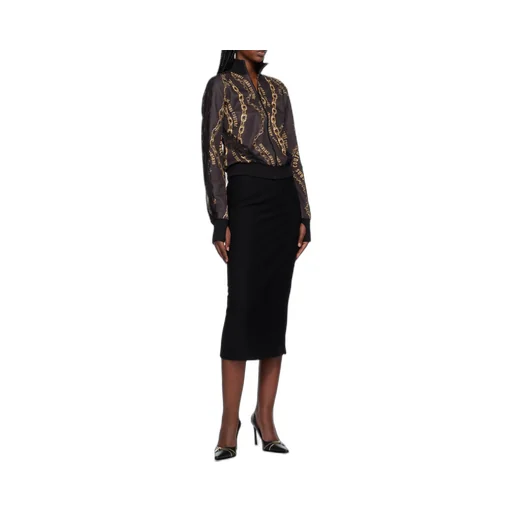 Logo-Waistband Crepe Midi Skirt