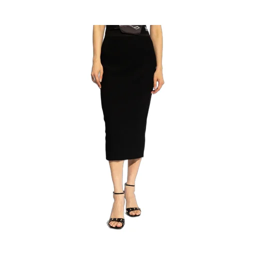 Logo-Waistband Crepe Midi Skirt