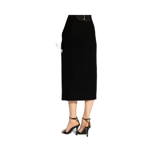 Logo-Waistband Crepe Midi Skirt